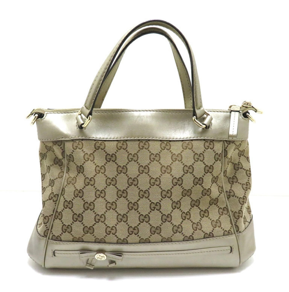 Gucci Mayfair GG Top Handle Bag Canvas Beige Gold